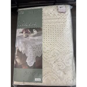Home Trends Buckingham Lace Table Cloth Oblong 60"X 86" Ivory USA